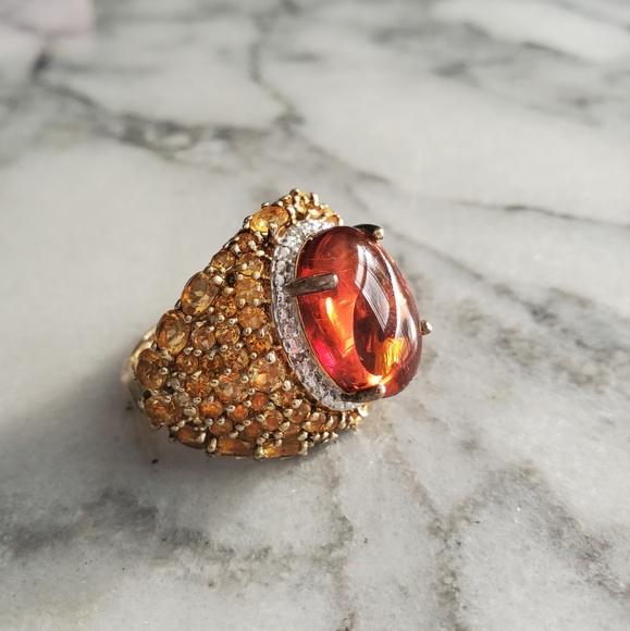 Aubrey • Amber Citrine & Diamond Ring